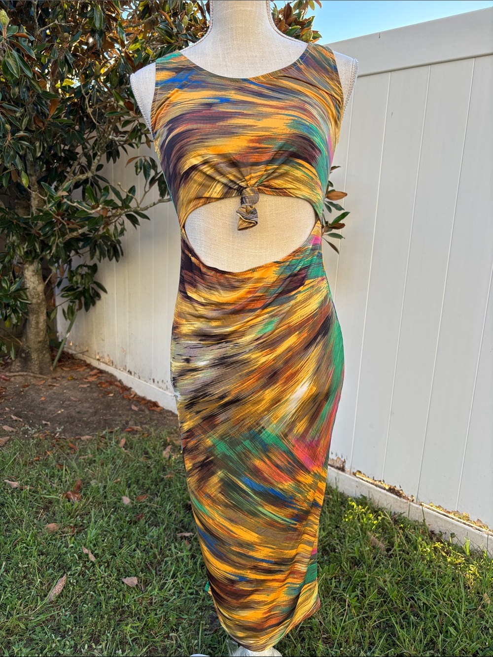 Multicolor Abstract Cutout Dress